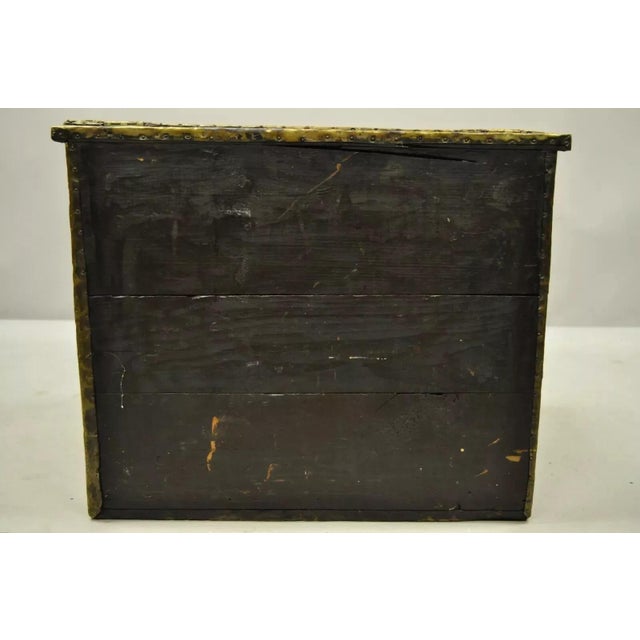 Antique Victorian Embossed Brass Fireplace Log Box Coal Box With Country Scenes For Sale - Image 11 of 12