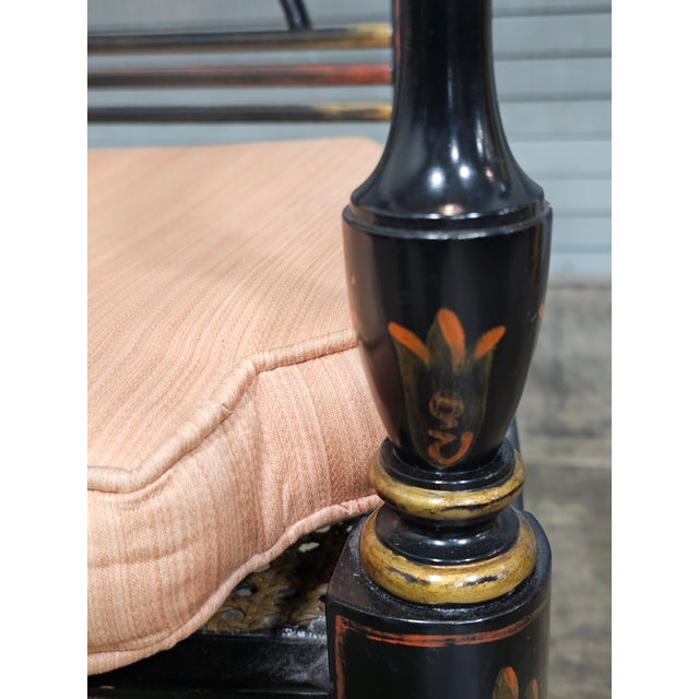 Late 20th Century Baker Historic Charleston Bench Settee Black Finish Gold Accents For Sale - Image 15 of 15