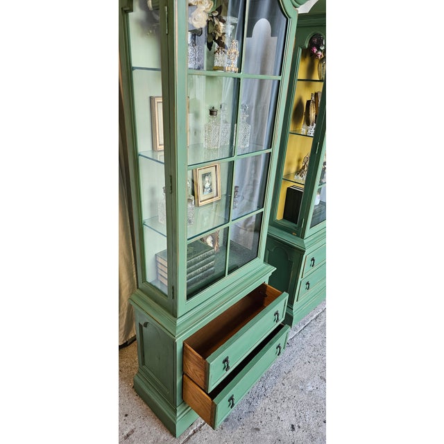 Green MCM Curio Cabinet, Display Cabinet Boho Style, 1950's #2 For Sale - Image 11 of 16