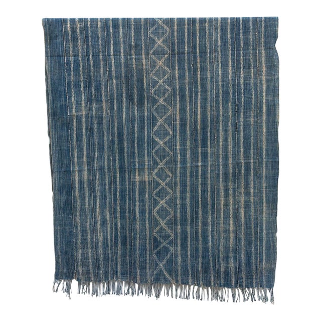 Vintage Malinke African "Ancestral Lineage" Indigo Throw For Sale