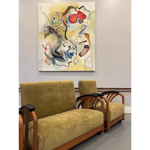 Textile 1930s Art Deco Loveseat & Pair of Chairs For Sale - Image 7 of 18