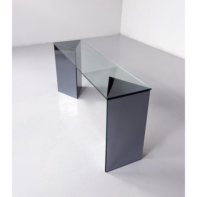 Glass Console Table in Mirrored Glass by Guiseppe Raimondi for Cristal Art, Italy, 1970s For Sale - Image 7 of 11
