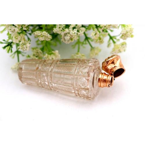 Perfume Bottle in Glass and 15k Gold For Sale - Image 3 of 6
