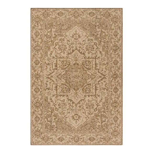 Shelter Island Indoor Outdoor Rug Cream & Beige 5'3"x7'6" For Sale
