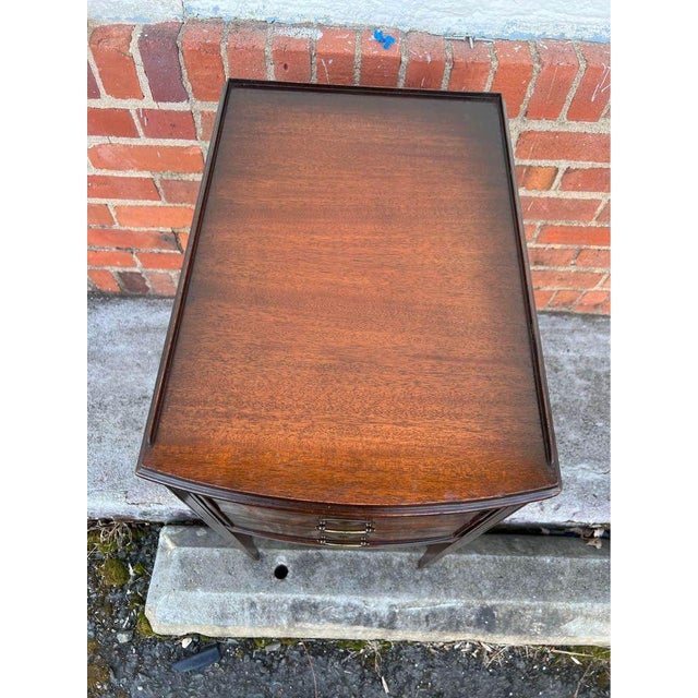 Brown Antique Early 20th Century Federal Style Flame Mahogany Side Table With X Base For Sale - Image 8 of 11