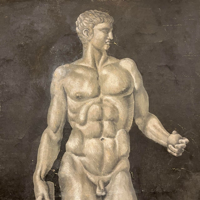 Anonymous, 19th-20th century "Hercules with the Apples of the Hesperides" Oil on canvas, grisaille An academic work that...