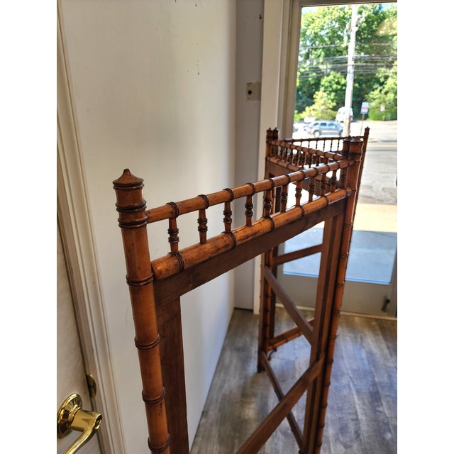 Antique 19th Century French Aesthetic Movement Faux Bamboo Room Divider/ Screen Frame For Sale - Image 16 of 18