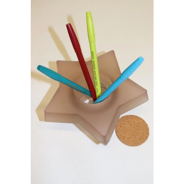 "Star" Pencil Holder Murano Amethyst Cast Glass with Satin Finish. Designed By Mauro Marzollo For Itre. Dimensions:...