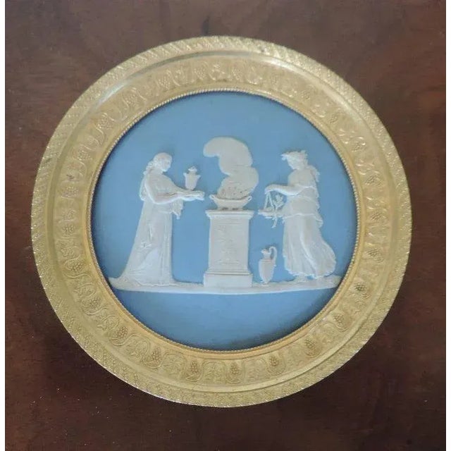 19th Century 19th Century Wedgwood Jasperware Plaque Classical Altar Scene Mounted in Gilt Bronze Frame For Sale - Image 5 of 10