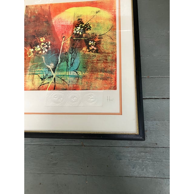 1970’s original embossed lithograph by Hoi Lebadang. Signed and framed. Lithograph measures approx 17x22 and overall in...