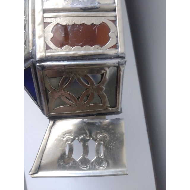 Vintage Moroccan Colored Glass Wall Sconce Shades - a Pair For Sale - Image 6 of 7