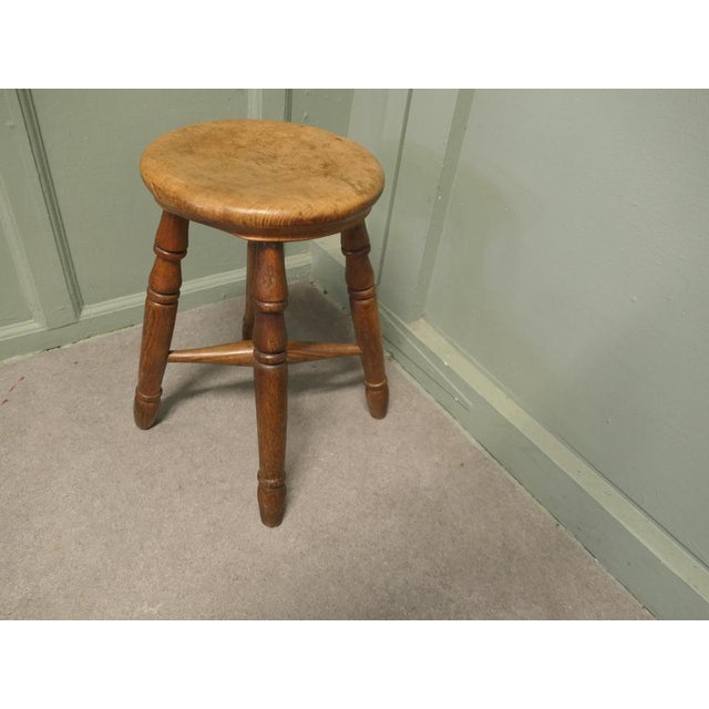 Victorian Farmhouse Kitchen Stools in Elm, Set of 4 For Sale - Image 4 of 9