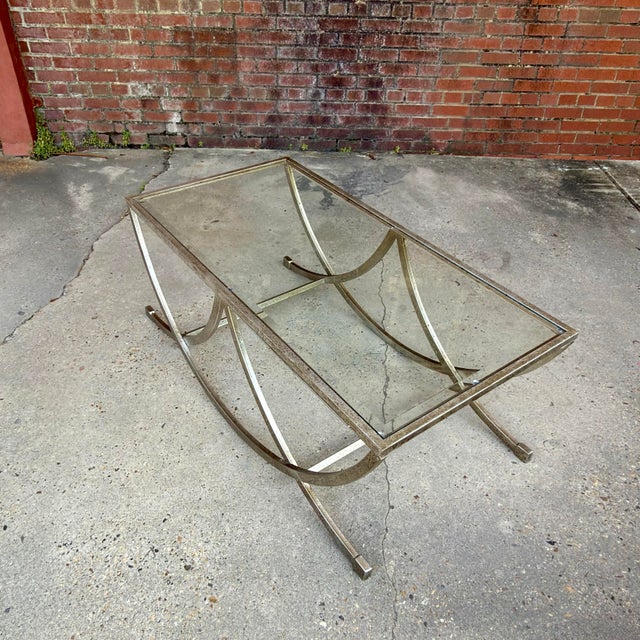 Contemporary Hollywood Regency Silver Leafed Coffee Table - Uttermost Attributed For Sale - Image 12 of 16