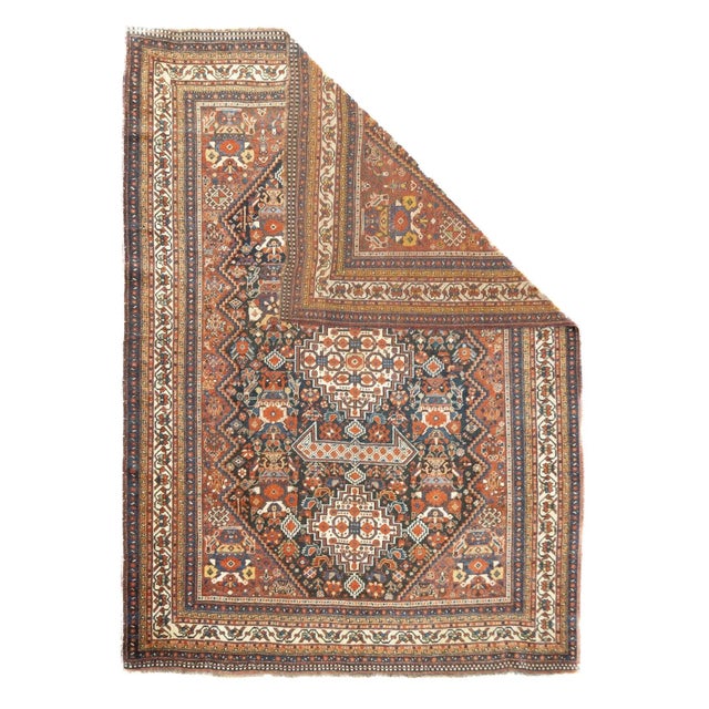 Late 18th Century Late 18th Century Antique Persian Qashqai Rug 5'10'' x 8'2'' For Sale - Image 5 of 12