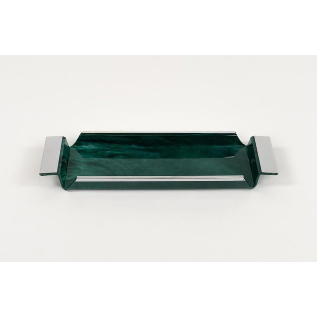 Mid-Century Serving Tray in Acrylic Marble Effect and Chrome from Janetti, 1970s For Sale - Image 6 of 18