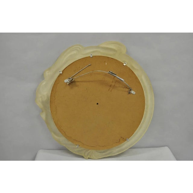 Yellow Vintage Art Nouveau Revival Lucite Acrylic Figural Woman Round Wall Mirror For Sale - Image 8 of 10