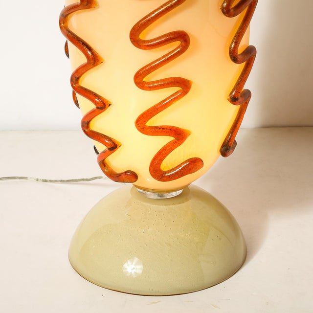 Mid-Century Hand-Blown Murano Glass Uplight in Vellum Hue W/ Sandstone Trailing For Sale - Image 17 of 18