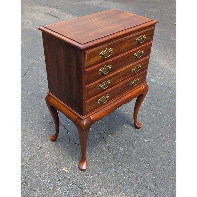 Vintage Solid Cherry Queen Anne Style Silverware Chest For Sale - Image 10 of 12
