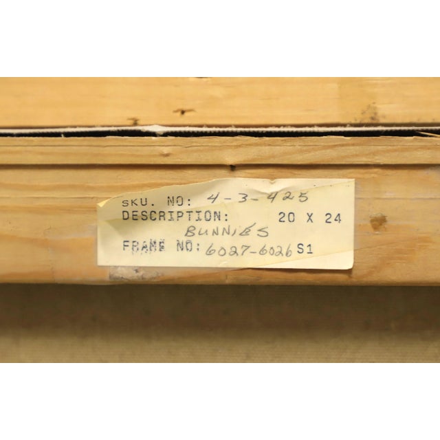 Brown 20th Century Original Oil on Canvas Painting - Bunnies - Signed C. Buronson For Sale - Image 8 of 9