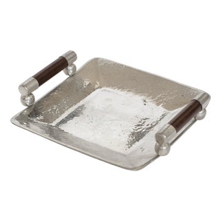 Hammered Pewter Tray with Wooden Handles from Schohaus, 1970s For Sale