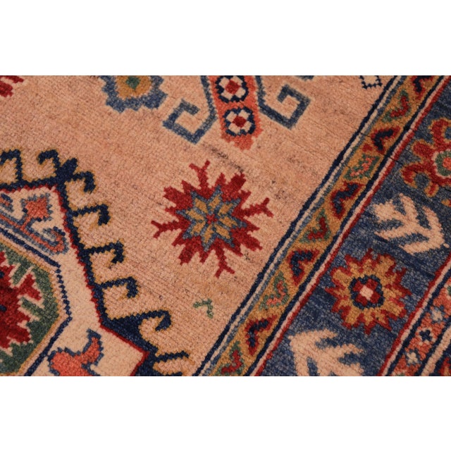 1990s Southwestern Kazak Peach/Light Blue Wool Runner Rug- 2'10''x9'8'' For Sale - Image 5 of 10