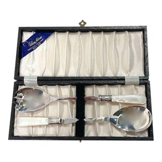 Vintage Sheffield Silver Salad Serving Set For Sale