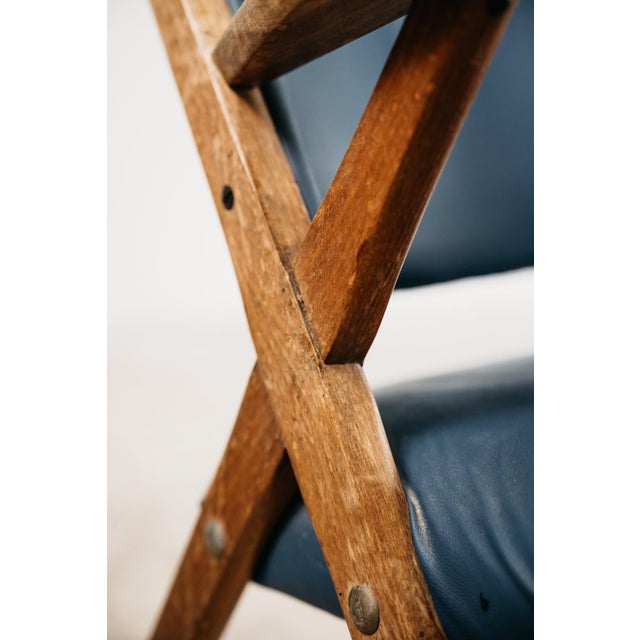Vintage Lounge Chair in Wood and Blue Skai from Dal Vera, 1950s For Sale - Image 6 of 16