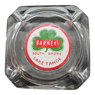 Vintage Barney's South Shore Lake Tahoe Clear Glass Ashtray For Sale