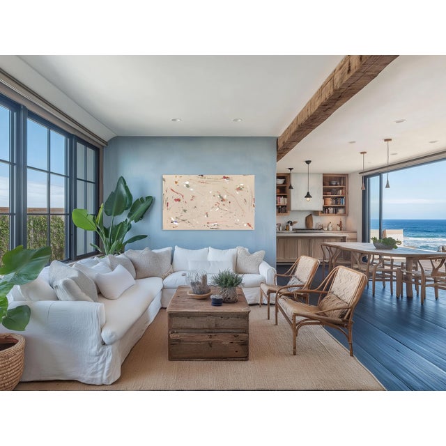 Tan Mr. Lawrence - Minimalist Abstract Painting on Natural Canvas Original Artwork by Taylour Martin For Sale - Image 8 of 9