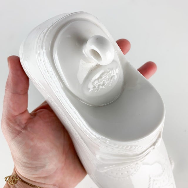 Ceramic Funky White Ceramic Jonathan Adler Mens Shoe Butter Dish Designer Kitchen Decor For Sale - Image 7 of 9