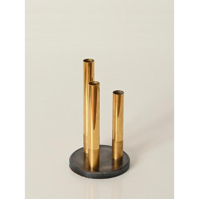 Mid-Century Italian Brass Flower Holder with Blued Steel Base, 1970s For Sale - Image 9 of 13