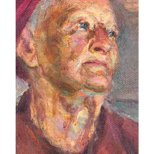 Portrait Woman Large Portrait Oil Painting Original Socialist Realism Ukrainian Artist Sokolovsky G. 33-26 1960s For Sale - Image 4 of 6