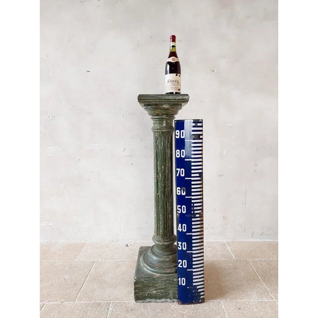 Italian Scaglioga Pedestal in Green Faux Marble For Sale - Image 6 of 12