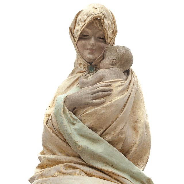 Adelaïde Maeterlinck-Lefebvre, Virgin and Child, 1890s, Plaster For Sale - Image 10 of 18