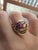 Metal Vintage 13.5k Gold Ruby and Diamond Floral Cocktail Ring, Size 7 For Sale - Image 7 of 7