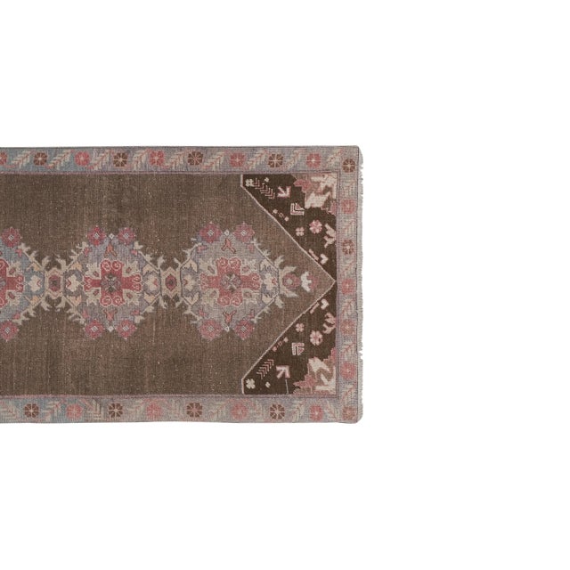 1960s Vintage Turkish Karapinar Runner Rug With Pastel Color 3'8'' X 8'11'' For Sale - Image 4 of 13