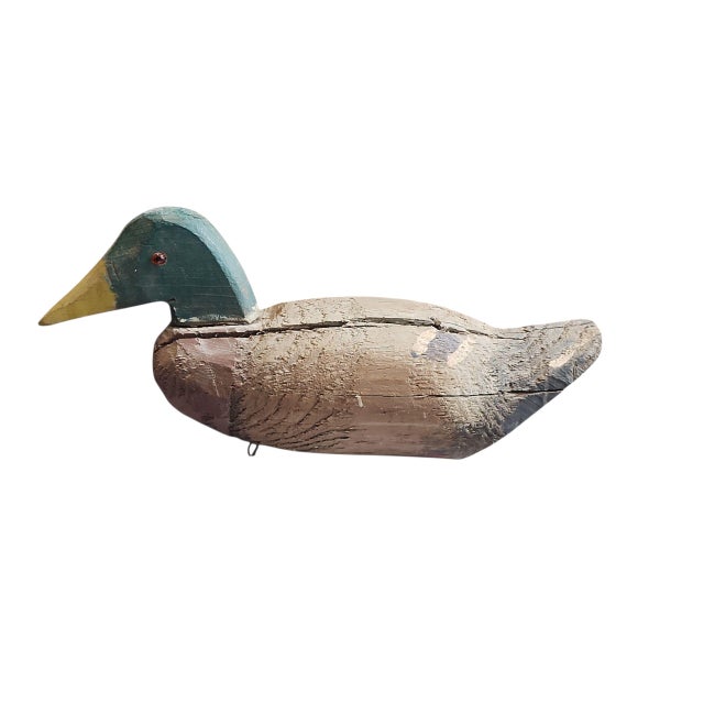 Antique Folk Art Style Mallard Decoy For Sale - Image 4 of 7