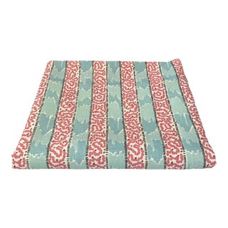 Quadrille for China Seas Bijou Stripe Fabric. 100% Linen. 50x51” For Sale