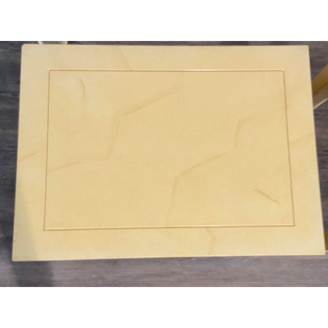 Cream Henredon Ming Goatskin Console Table With Two Stools 1970's For Sale - Image 8 of 12