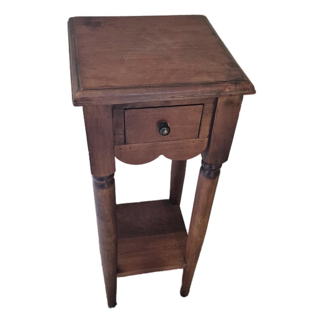 Late 20th Century Walnut Side Table With Drawer For Sale