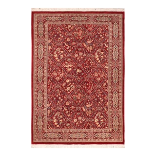 Floral 1990's Tabriz Pak-Persian Red/Tan Wool Rug - 6'1'' X 9'2'' For Sale