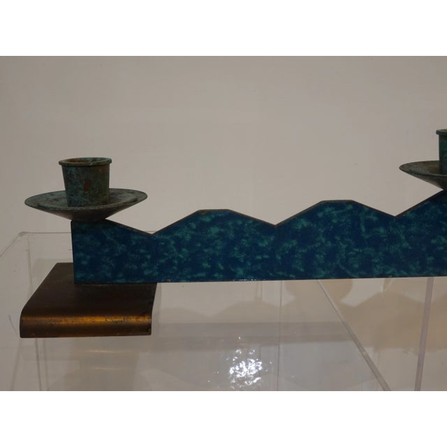 Metal Memphis Copper Enameled Steel Candle Stick Center Piece For Sale - Image 7 of 10