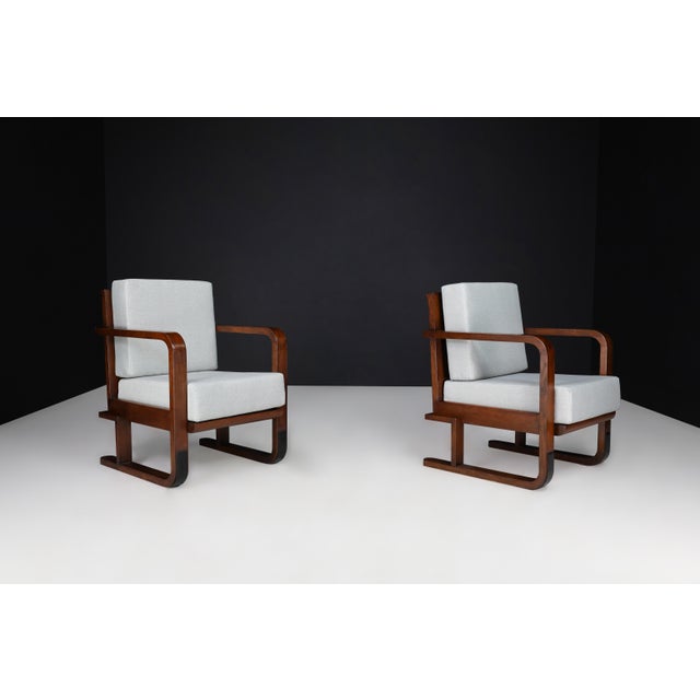 Set of Art Deco Armchairs in Oak Bentwood and New Upholstery, Austria, 1930s For Sale - Image 3 of 16