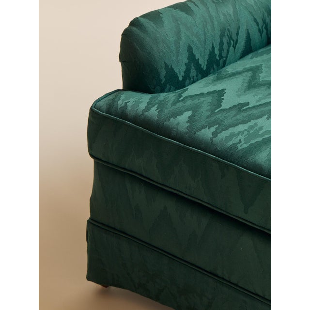 Textile The Vintage Drexel Emerald Moire Flame Stitch Armchairs For Sale - Image 7 of 10