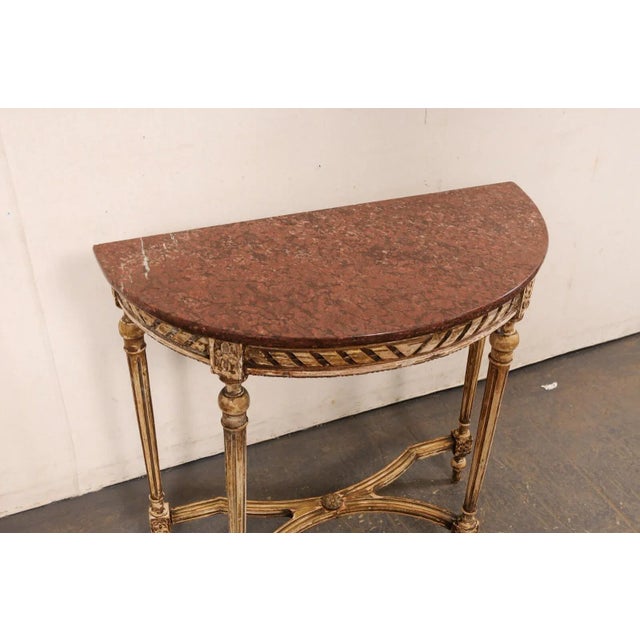Petite French Marble Top Demi-Lune, 19th C. For Sale - Image 11 of 12