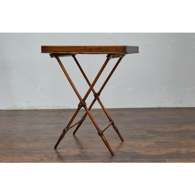 19th Century English Tray on Stand Mahogany Side Table with X-Form Base For Sale - Image 11 of 12