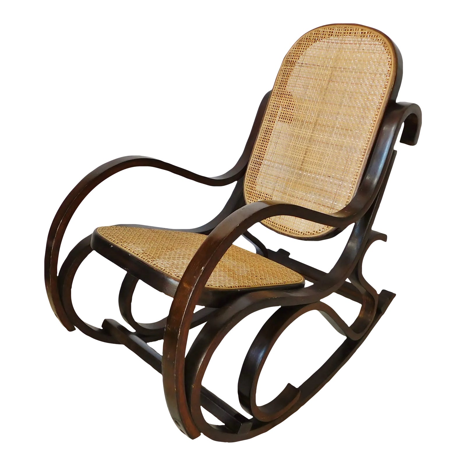 Vintage Mid Century Bentwood & Cane Kid's Child's Rocking Chair Rocker ...