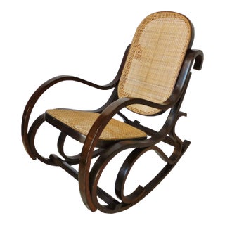 Vintage Mid Century Bentwood & Cane Kid's Child's Rocking Chair Rocker For Sale