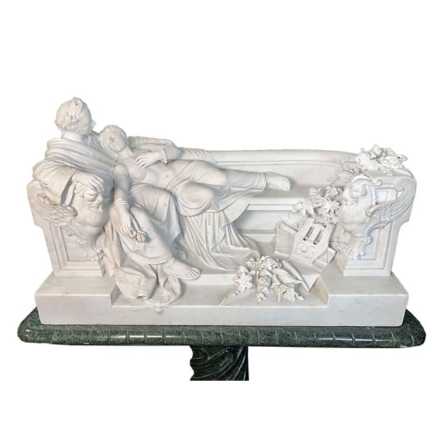 Late 19th Century Monumental Italian Carrara Marble Neoclassical Sculpture Cleopatra & Antony For Sale - Image 4 of 6