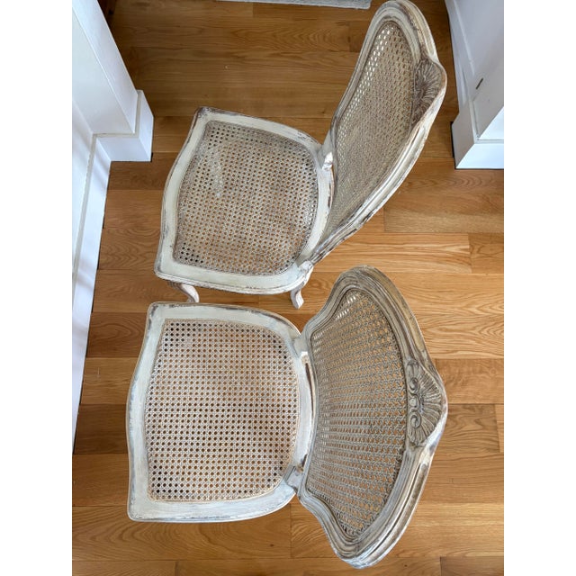 Wood 1940s Pair Louis XV Style Caned Back/Seat Accent Chairs For Sale - Image 7 of 12